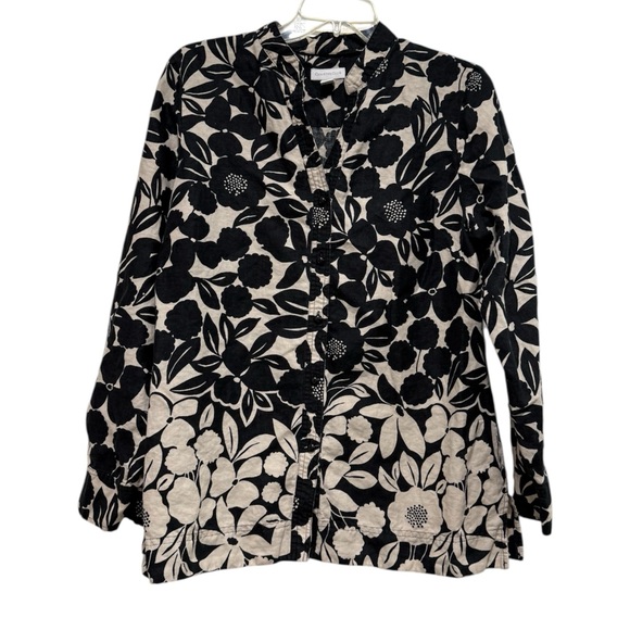 Charter Club Ombré Floral Linen Button Down Shirt - Picture 5 of 10